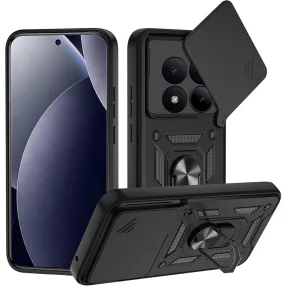   Xiaomi Redmi Note 15 Pro 5G hátlap tok, telefon tok, kitámasztható, mágneses, ütésálló, fekete, Defender Slide