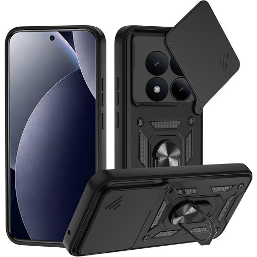 Xiaomi Redmi Note 15 Pro Plus 5G hátlap tok, telefon tok, kitámasztható, mágneses, ütésálló, fekete, Defender Slide