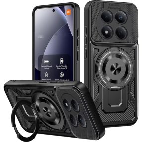   Xiaomi Redmi Note 15 Pro 5G Defender Armor Mag tok – mágneses, MagSafe kompatibilis, kitámasztható, ütésálló, fekete