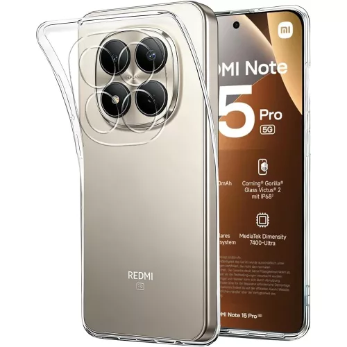 Xiaomi Redmi Note 15 Pro 5G szilikon tok, hátlaptok, telefon tok, kamera védelemmel, átlátszó, 2mm