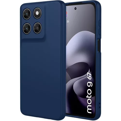 Motorola Moto G67 5G / G77 5G szilikon tok, hátlaptok, telefon tok, velúr belsővel, matt, sötétkék, Silicon