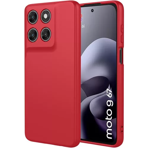 Motorola Moto G67 5G / G77 5G szilikon tok, hátlaptok, telefon tok, velúr belsővel, matt, piros, Silicon