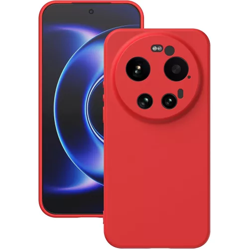 Xiaomi 17 Ultra 5G szilikon tok, hátlaptok, telefon tok, velúr belsővel, matt, piros, Silicon