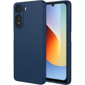   Xiaomi Redmi A7 Pro szilikon tok, hátlaptok, telefon tok, velúr belsővel, matt, sötétkék, Silicon