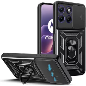   Motorola Edge 70 Fusion 5G hátlap tok, telefon tok, kitámasztható, mágneses, ütésálló, fekete, Defender Slide