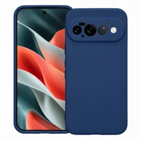   Google Pixel 11 Pro szilikon tok – kameravédős, matt sötétkék hátlaptok velúr belsővel, Silicon