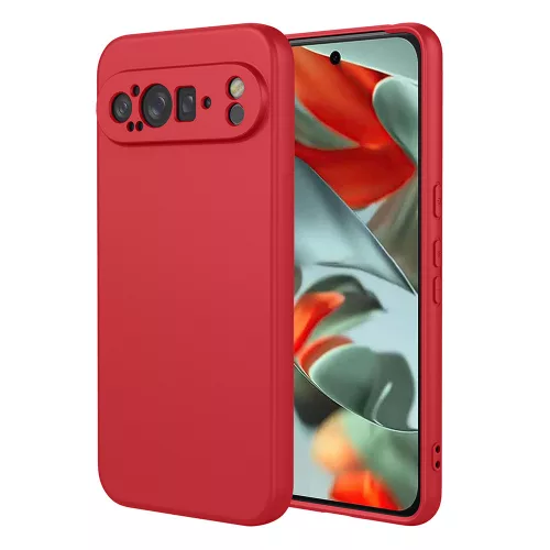 Google Pixel 11 szilikon tok, hátlaptok, telefon tok, velúr belsővel, matt, piros, Silicon