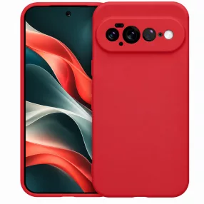  Google Pixel 11 Pro XL szilikon tok – kameravédős, matt piros hátlaptok velúr belsővel, Silicon