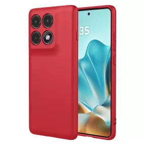   Motorola Edge 70 Pro 5G szilikon tok – kameravédős, matt piros hátlaptok velúr belsővel, Silicon
