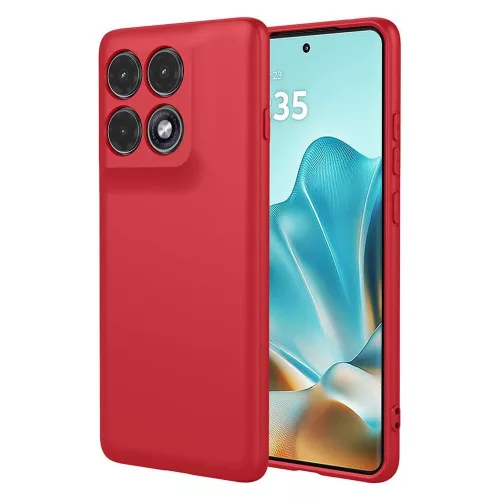 Motorola Edge 70 Pro 5G szilikon tok – kameravédős, matt piros hátlaptok velúr belsővel, Silicon