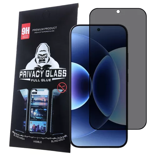 Xiaomi 17T Pro 5G üvegfólia, tempered glass, előlapi, edzett, hajlított, fekete kerettel, betekintés védelemmel, Privacy