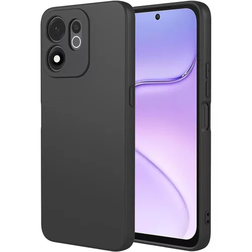 Honor 600 Smart 5G szilikon tok – kameravédős, matt fekete hátlaptok velúr belsővel, Silicon