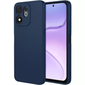   Honor 600 Smart 5G szilikon tok – kameravédős, matt sötétkék hátlaptok velúr belsővel, Silicon