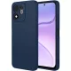 Honor 600 Smart 5G szilikon tok – kameravédős, matt sötétkék hátlaptok velúr belsővel, Silicon