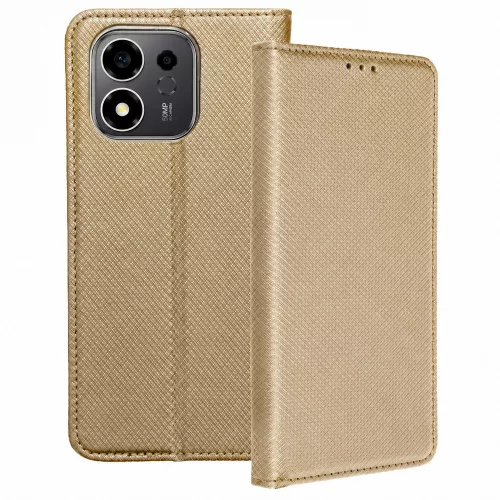 Honor 600 Smart 5G könyvtok, fliptok, telefon tok, mágneszáras, bankkártyatartós, arany