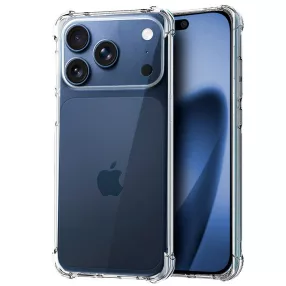   iPhone 18 Pro / 17 Pro szilikon tok – kameravédős, 1,5 mm-es átlátszó hátlaptok megerősített sarkokkal, Anti Shock (nagy kamera kivágás)