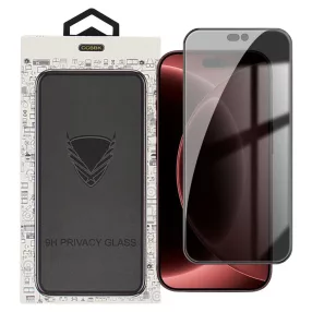   iPhone 18 Pro Privacy üvegfólia – betekintésvédő 9H edzett kijelzővédő, fekete keretes tempered glass, OG Premium