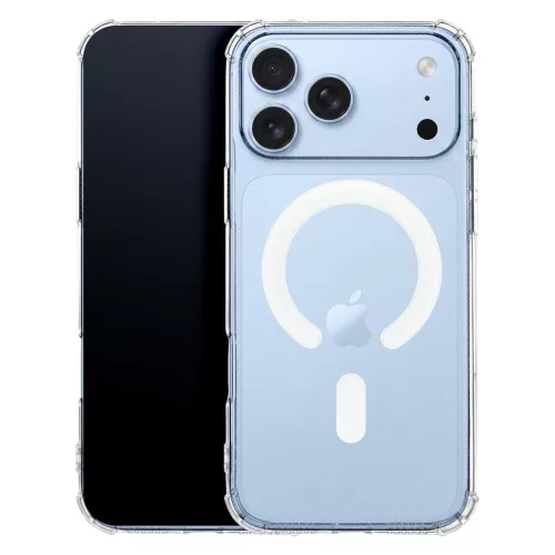 iPhone 18 Pro Max / 17 Pro Max MagSafe tok – átlátszó hibrid hátlaptok megerősített sarkokkal, 1,5 mm, Anti Shock Mag Case (nagy kamerakivágás)