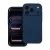 iPhone 18 Pro / 17 Pro szilikon tok – kameravédős, matt sötétkék hátlaptok velúr belsővel, Silicon