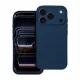iPhone 18 Pro / 17 Pro szilikon tok – kameravédős, matt sötétkék hátlaptok velúr belsővel, Silicon
