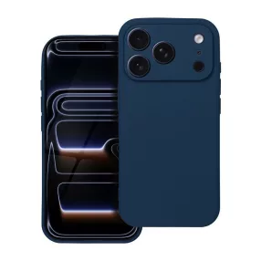   iPhone 18 Pro Max / 17 Pro Max szilikon tok – kameravédős, matt sötétkék hátlaptok velúr belsővel, Silicon