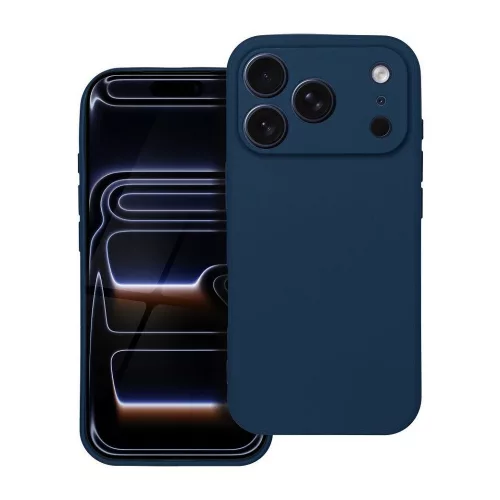 iPhone 18 Pro Max / 17 Pro Max szilikon tok – kameravédős, matt sötétkék hátlaptok velúr belsővel, Silicon