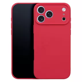   iPhone 18 Pro / 17 Pro szilikon tok – kameravédős, matt piros hátlaptok velúr belsővel, Silicon