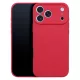 iPhone 18 Pro / 17 Pro szilikon tok – kameravédős, matt piros hátlaptok velúr belsővel, Silicon