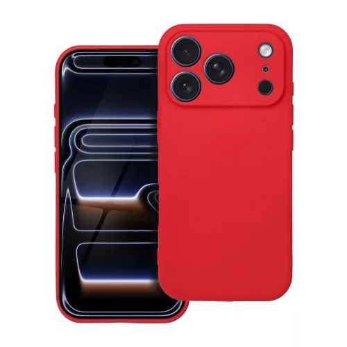 iPhone 18 Pro Max / 17 Pro Max szilikon tok – kameravédős, matt piros hátlaptok velúr belsővel, Silicon