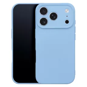   iPhone 18 Pro / 17 Pro szilikon tok – kameravédős, matt égszínkék hátlaptok velúr belsővel, Silicon