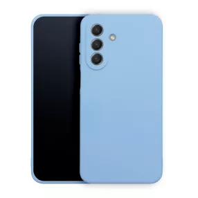   Samsung Galaxy A18 (4G/5G) / A17 (4G/5G) szilikon tok – kameravédős, matt égszínkék hátlaptok velúr belsővel, Silicon