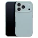 iPhone 18 Pro Max / 17 Pro Max szilikon tok – kameravédős, matt ezüst hátlaptok velúr belsővel, Silicon