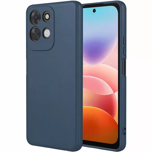 Xiaomi Redmi 17 4G / Redmi 17 5G szilikon tok – kameravédős, matt sötétkék hátlaptok velúr belsővel, Silicon