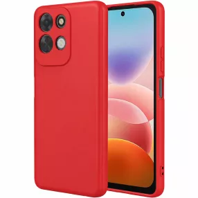   Xiaomi Redmi 17 4G / Redmi 17 5G szilikon tok – kameravédős, matt piros hátlaptok velúr belsővel, Silicon