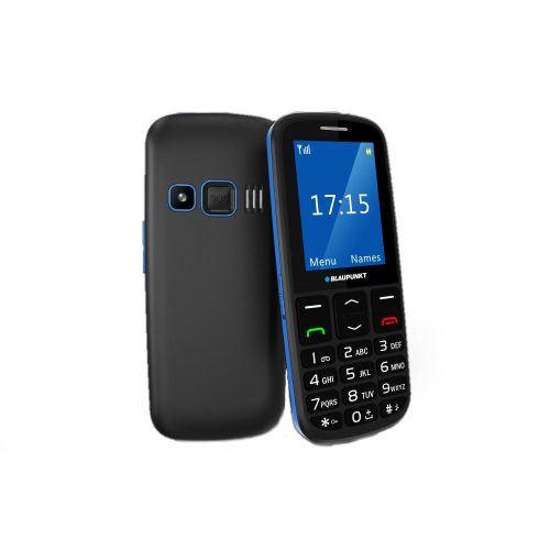 Blaupunkt BS04i mobiltelefon, fekete-kék, kártyafüggetlen , magyar menüs, nagygombos, időseknek, senior