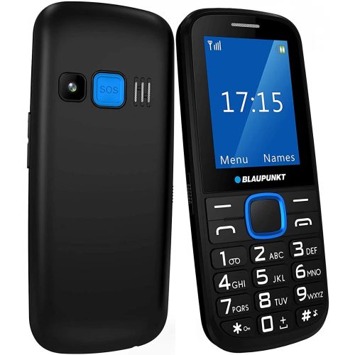 Blaupunkt BS04 mobiltelefon, fekete-kék, kártyafüggetlen , magyar menüs, nagygombos, időseknek
