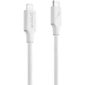   USB-C - Lightning kábel 1m 3A gyorstöltő töltőkábel fehér szilikon, Proove