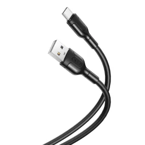   USB-C (Type-C) adatkábel, töltőkábel, USB-USB-C, fekete, 2.1A 1m, XO NB212