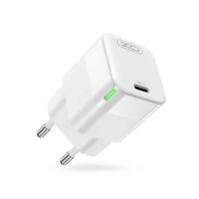   Hálózati töltőfej, adapter, USB-C (Type-C) port, GaN gyorstöltő, PD 30W, fehér, XO CE06