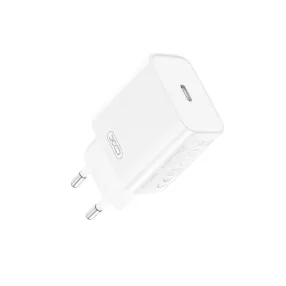   Hálózati töltőfej, adapter, USB-C (Type-C) port, gyorstöltő, PD 20W, fehér, XO CE15