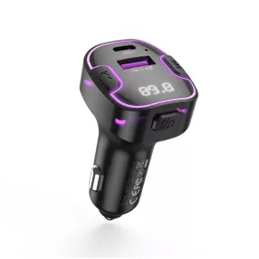   FM transmitter Bluetooth autós töltő kihangosító USB 3.1A MP3 lejátszó, LED világítás, XO BCC12