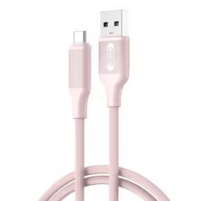   USB-C (Type-C) adatkábel, töltőkábel, USB-USB-C, rózsaszín, 3A 1m, XO NB265