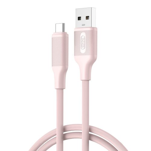 USB-C (Type-C) adatkábel, töltőkábel, USB-USB-C, rózsaszín, 3A 1m, XO NB265