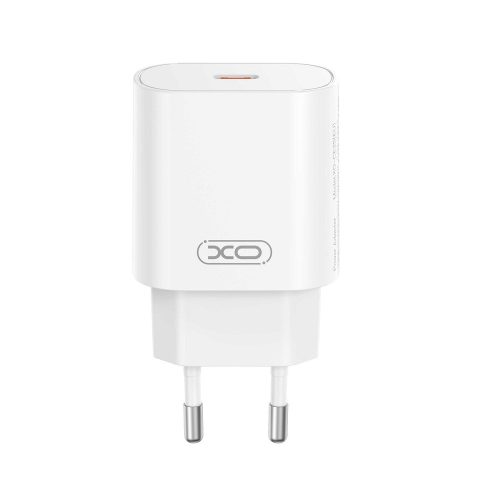 Hálózati töltőfej, adapter, USB-C port, gyorstöltő, PD 3A 25W, fehér, XO CE25