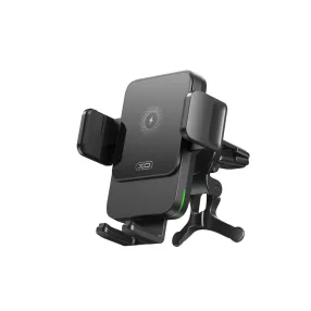   Autós mobiltelefon tartó, szellőzőnyílásra helyezhető, vezeték nélküli töltő, 15W, fekete, XO WX041