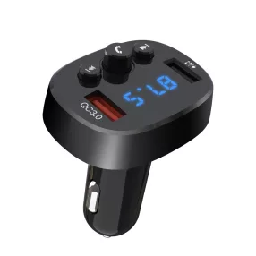   FM transmitter Bluetooth autós töltő kihangosító QC3.0 18W 2x USB-A MP3 lejátszó, LED kijelző, XO BCC03