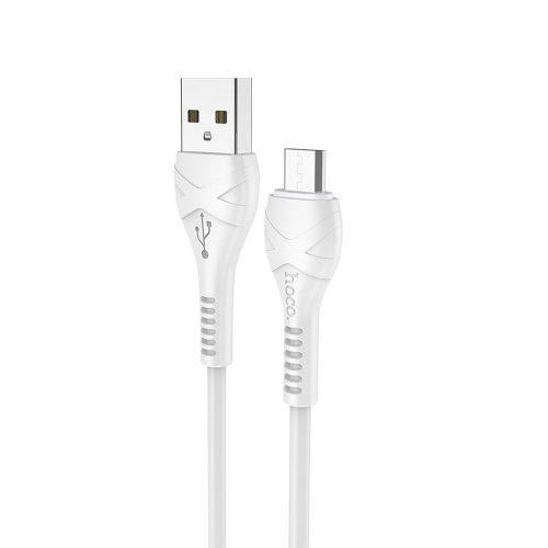 Micro USB adatkábel, töltőkábel, gyorstöltő, fehér, 2.4A 1m, Hoco X37