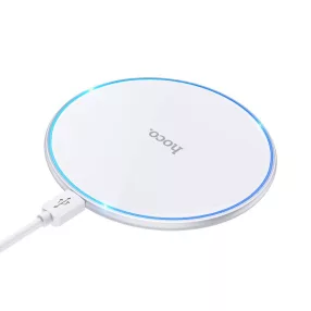   Vezeték nélküli töltő 15W Qi gyorstöltő USB-C, ultravékony, fehér – Hoco CW6 Pro
