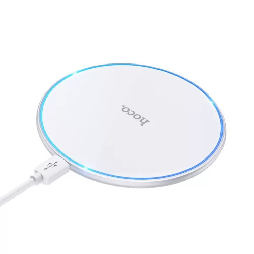 Vezeték nélküli töltő 15W Qi gyorstöltő USB-C, ultravékony, fehér – Hoco CW6 Pro