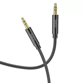   Jack-jack (3.5mm) audio kábel, szövettel bevont, fekete, 1m, Hoco UPA19